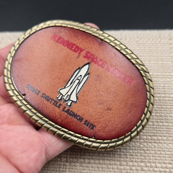 Leather Face Kennedy Space Center Vintage Belt Buckle B889 - Picture 3 of 6